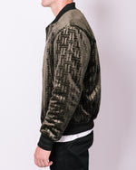 Khaki Patterned Velour Bomber