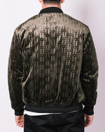 Khaki Patterned Velour Bomber