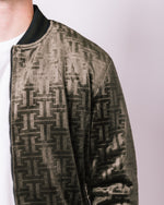 Khaki Patterned Velour Bomber