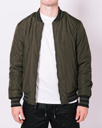 Khaki Patterned Velour Bomber