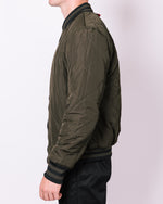 Khaki Patterned Velour Bomber