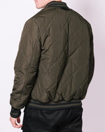 Khaki Patterned Velour Bomber