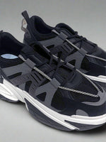 Mesh Panel Chunky Sole Trainers in Black