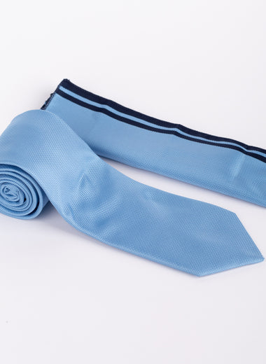 Milano Couture Sky Blue Textured Tie & Pocket Square Set