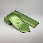 Milano Couture Light Green Satin Tie & Pocket Square Set