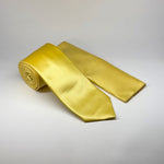 Milano Couture Yellow Satin Tie & Pocket Square Set