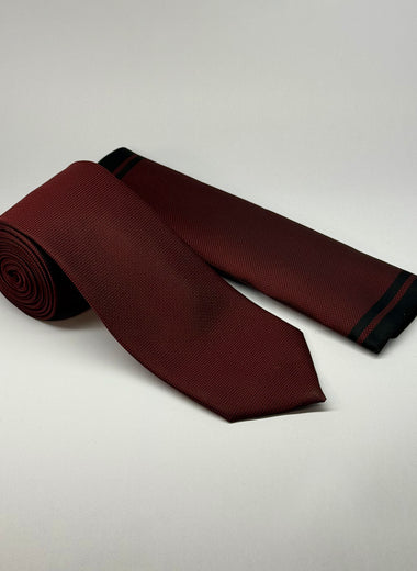 Milano Couture Wine Textured Tie & Pocket Square Set