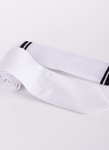 Milano Couture White Textured Tie & Pocket Square Set